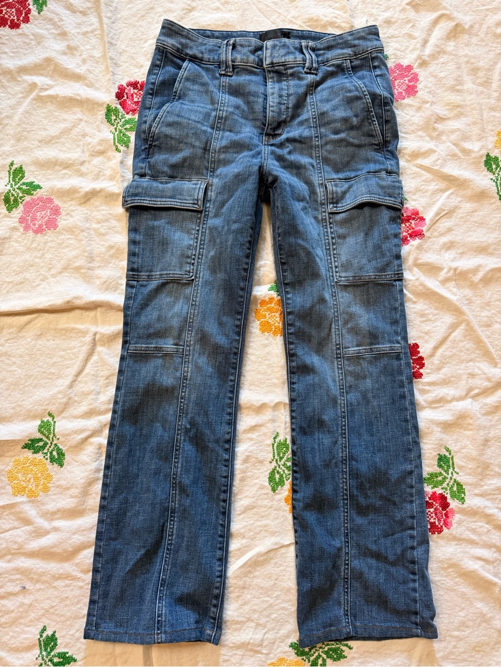 White House Black Market Women's Blue Boot Cut Cargo Jeans